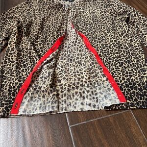 J. Crew Leopard Print Blouse with Red Accents